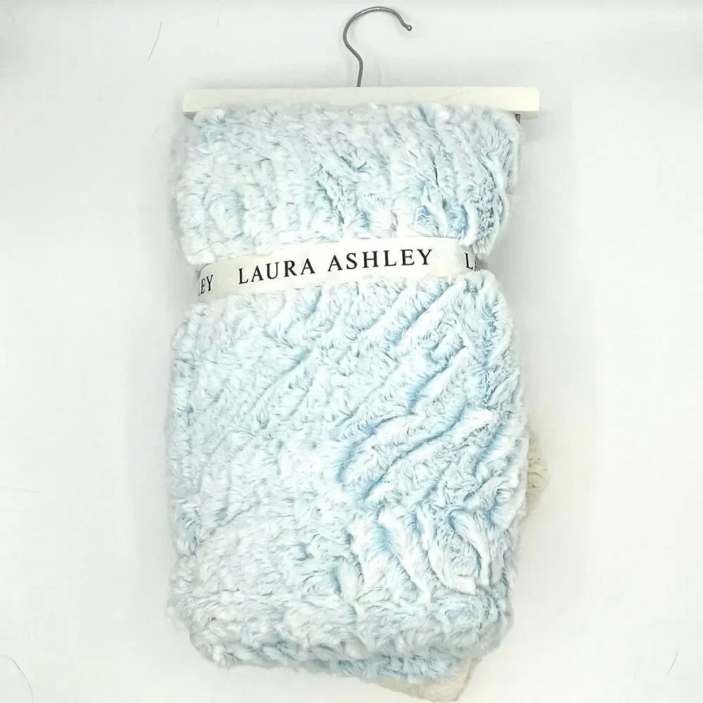 Laura Ashley ZigZag Sherpa Baby Blanket & Elephant Lovey 2-Piece Set NEW